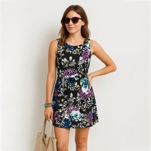 Love... Ady Floral Print Fit & Flare Scuba Dress